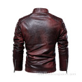 Custom Logo Fleece Lined Leather Jacket Mens